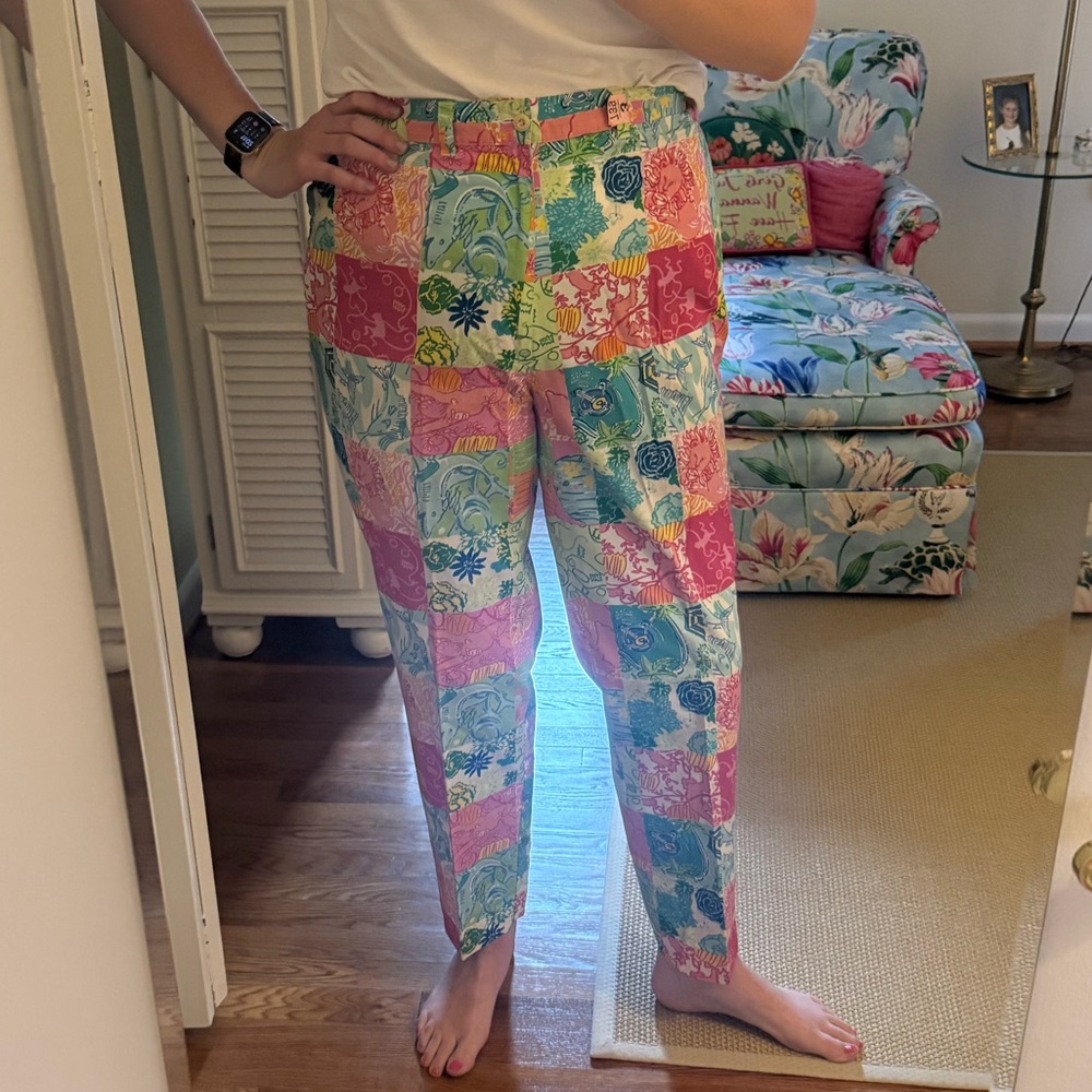 Vintage Lilly Pulitzer Multicolor Patchwork Straight Leg Pants